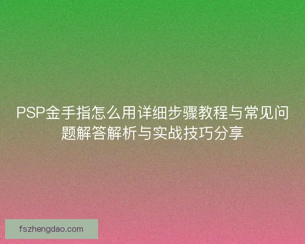 PSP金手指怎么用详细步骤教程与常见问题解答解析与实战技巧分享